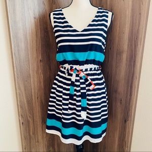 Pink Owl Dress Multi Color Stripe Mini
